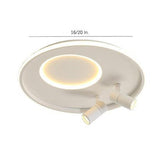 Modern Circular LED Flush Mount Ceiling Light with Integrated Dual Spotlights for Living Room and Bedroom