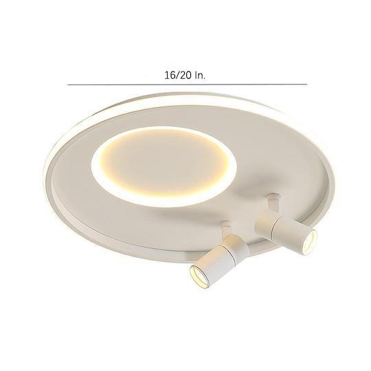 Modern Circular LED Flush Mount Ceiling Light with Integrated Dual Spotlights for Living Room and Bedroom
