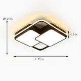 Modern Black Geometric 3 Square LED Flush Mount Ceiling Light for Bedroom and Living Room