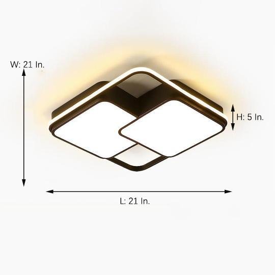 Modern Black Geometric 3 Square LED Flush Mount Ceiling Light for Bedroom and Living Room