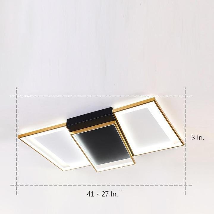 Modern Geometric LED Flush Mount Ceiling Light Black and Gold Multi Ring Fixture