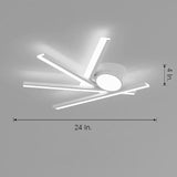Modern Minimalist White LED Flush Mount Ceiling Light with Linear Oval Stick Design