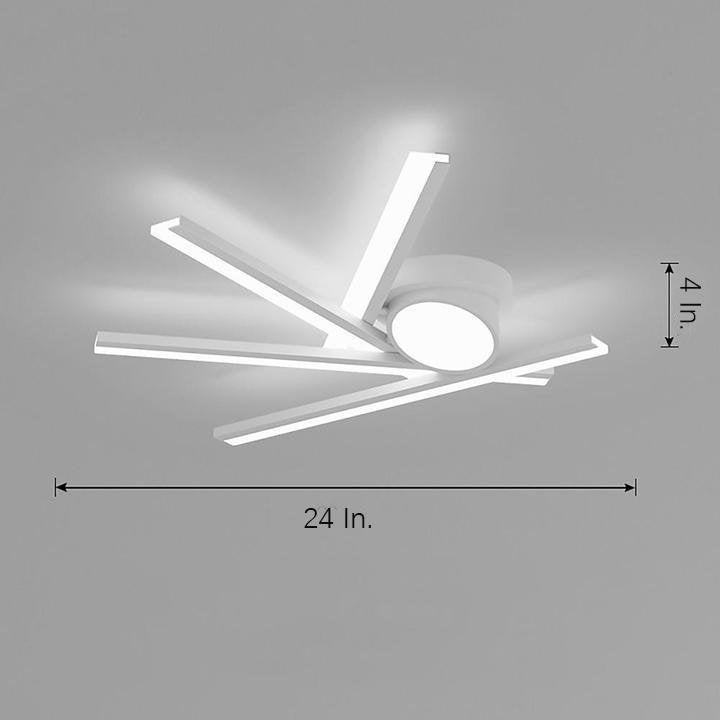 Modern Minimalist White LED Flush Mount Ceiling Light with Linear Oval Stick Design