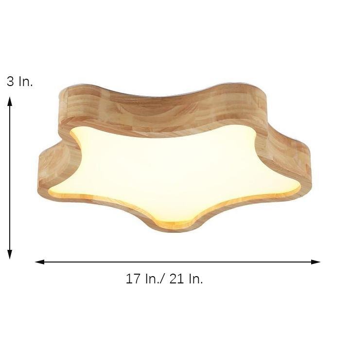 Star Shape LED Flush Mount Ceiling Light for Kids Bedroom Dimmable Nordic Wood Fixture
