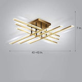 Modern Geometric Rectangular LED Flush Mount Ceiling Light for Living Room and Dining Area