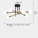 Modern 6 Light Sputnik Flush Mount Ceiling Light Nordic Glass Shade Chandelier for Living Room