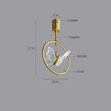 Elegant Butterfly Ring LED Semi Flush Mount Ceiling Light with Gold Copper Finish for Hallway