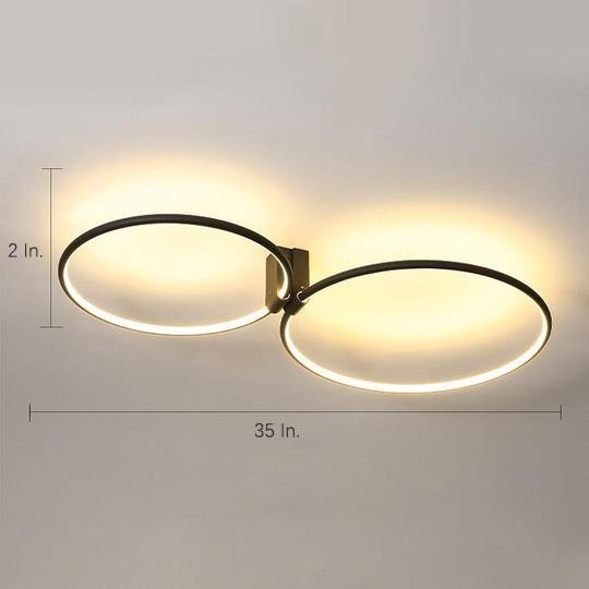 Abstract Double Circle LED Flush Mount Ceiling Light Modern Metal Bedroom Lighting Fixture