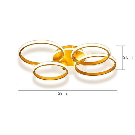 Modern 4 Ring Gold LED Ceiling Light Dimmable Artistic Flush Mount Lighting for Living Room