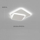Modern White Square LED Flush Mount Ceiling Light Fixture for Bedroom and Living Room Geometric Two Tier Lighting