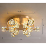 Modern Nordic Crystal LED Flush Mount Ceiling Light Brass Copper 6 Light Fixture