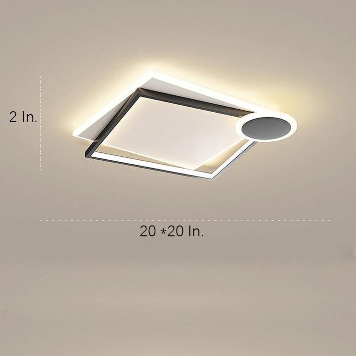 Minimalist Geometric Offset Metal LED Ceiling Light Flush Mount Fixture for Bedrooms