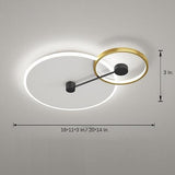 Modern Geometric Circles Dimmable LED Flush Mount Ceiling Light for Bedroom and Living Room Gold Finish