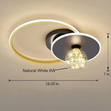 Modern Geometric Circle LED Flush Mount Ceiling Light for Living Room Bedroom Black and Gold Finish