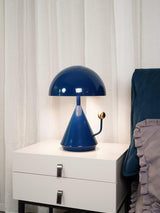Modern Geometric Metal Table Lamp with Pyramidal Base and Dome Shade for Office and Bedside Reading