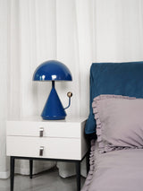 Modern Geometric Metal Table Lamp with Pyramidal Base and Dome Shade for Office and Bedside Reading