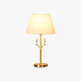 Dalton Antler Inspired Brass Table Lamp with Fabric Shade for Bedside and Living Room Decor