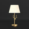 Dalton Antler Inspired Brass Table Lamp with Fabric Shade for Bedside and Living Room Decor
