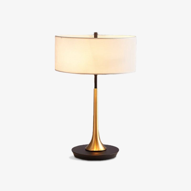 Dana Metal Table Lamp Modern Black and Gold Reading Light with White Fabric Shade
