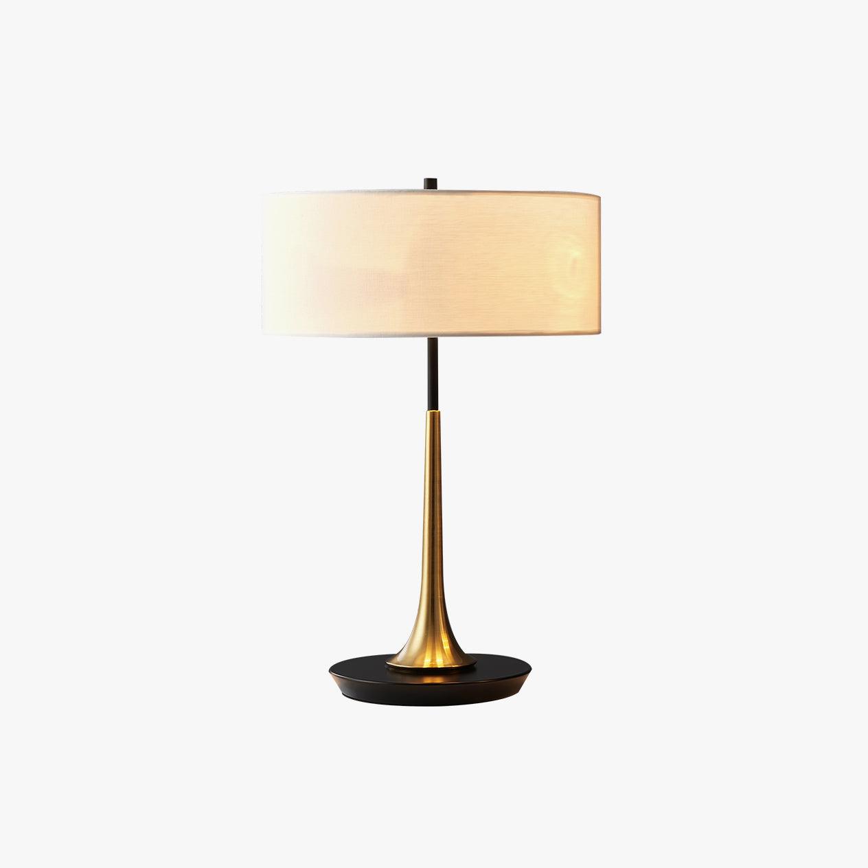 Dana Metal Table Lamp Modern Black and Gold Reading Light with White Fabric Shade