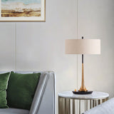 Dana Metal Table Lamp Modern Black and Gold Reading Light with White Fabric Shade