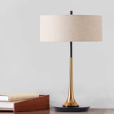 Dana Metal Table Lamp Modern Black and Gold Reading Light with White Fabric Shade