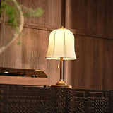 Daphne Accent Table Lamp with Walnut Wood Base and Printed Fabric Shade for Bedrooms