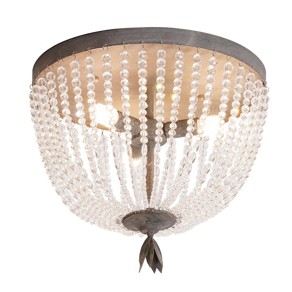 Dauphine Crystal Flush Mount Ceiling Light in Weathered Gray Metal Finish