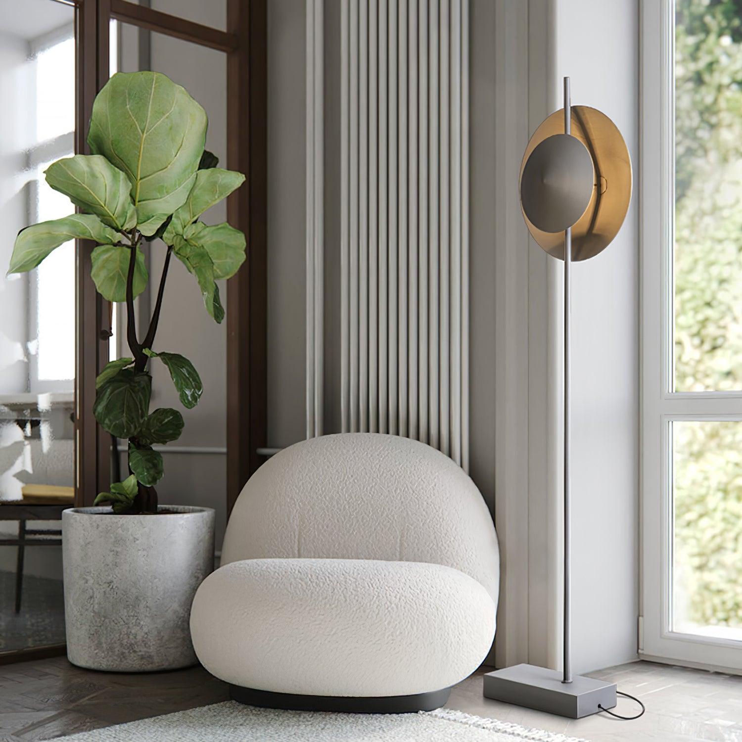 Modern Dawn Geometric Floor Lamp with Layered Lighting and Hand Made Aluminum Base