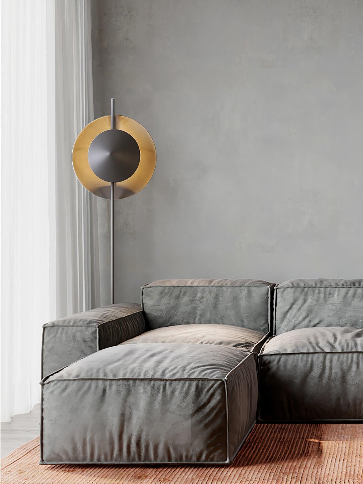 Modern Dawn Geometric Floor Lamp with Layered Lighting and Hand Made Aluminum Base