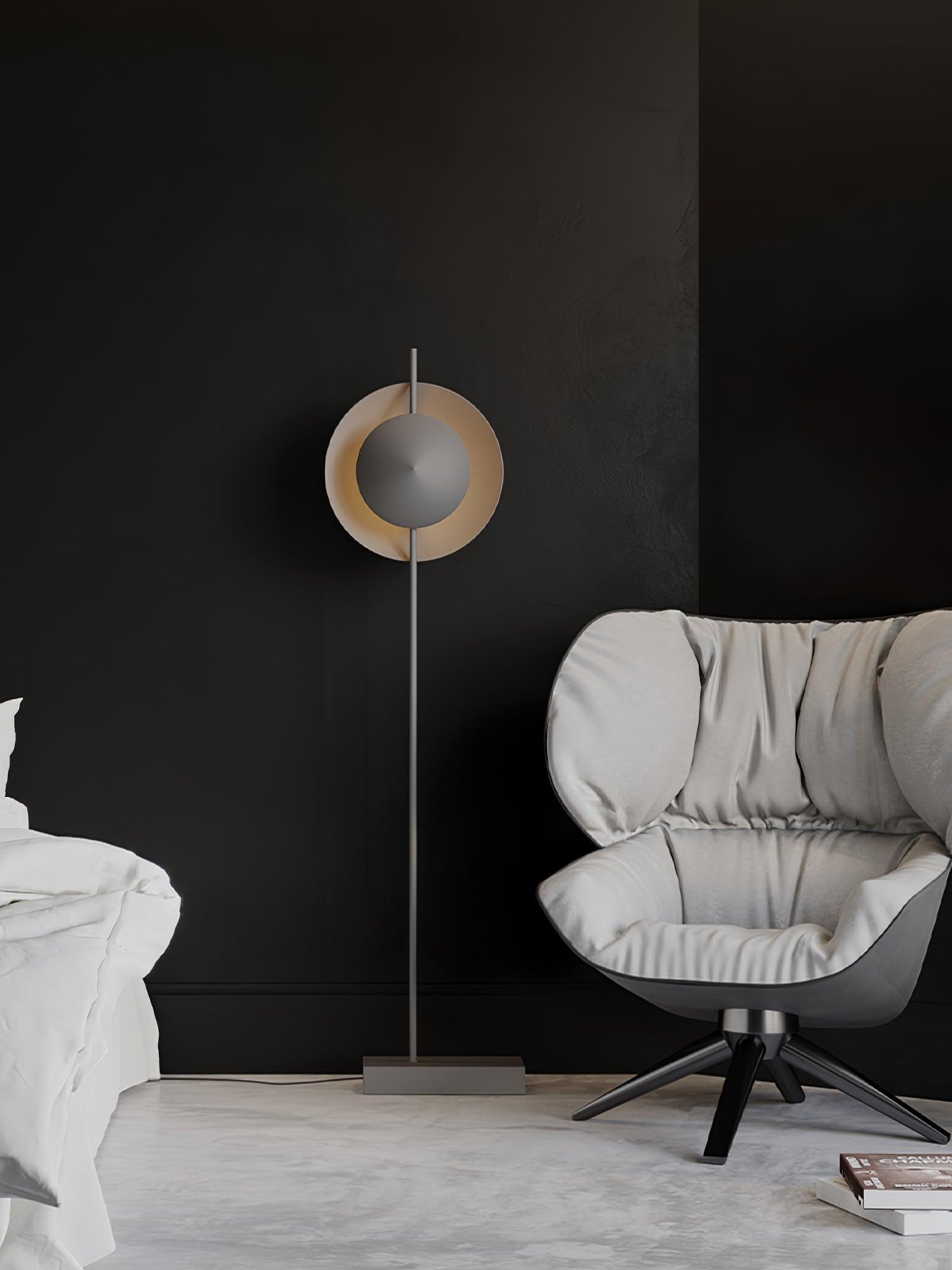 Modern Dawn Geometric Floor Lamp with Layered Lighting and Hand Made Aluminum Base