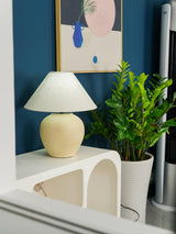 Decker Ceramic Bedside Table Lamp with Pottery Vase Base and Fabric Shade