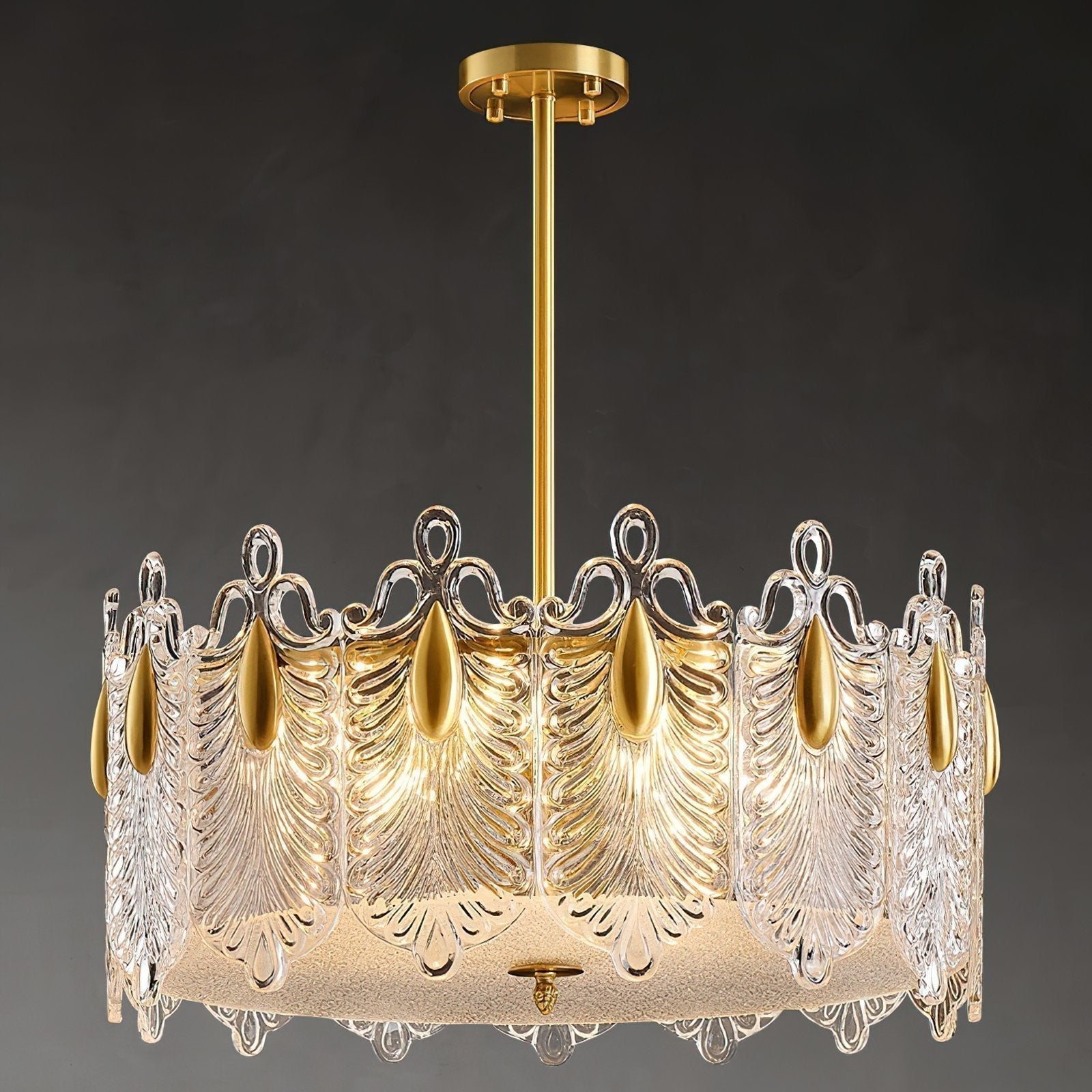 elegant-gold-patterned-glass-petal-round-chandelier-with-hand-formed-glass