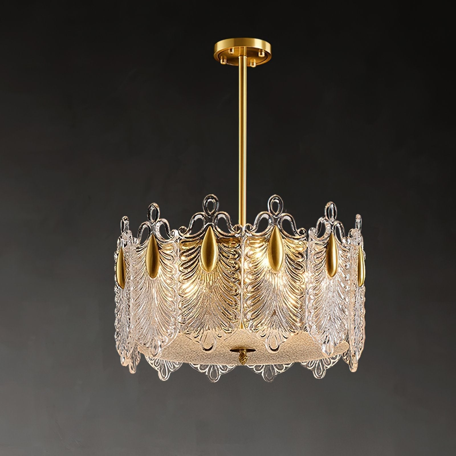 elegant-gold-patterned-glass-petal-round-chandelier-with-hand-formed-glass