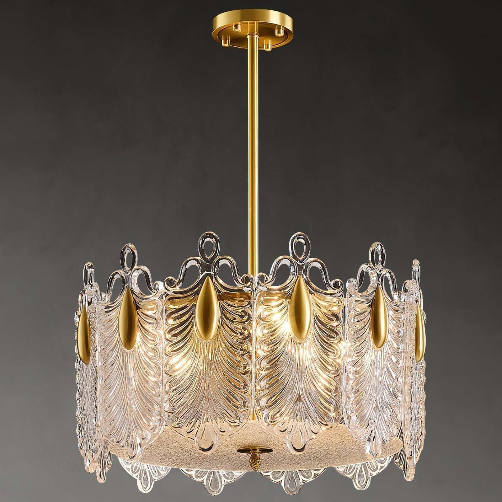 elegant-gold-patterned-glass-petal-round-chandelier-with-hand-formed-glass