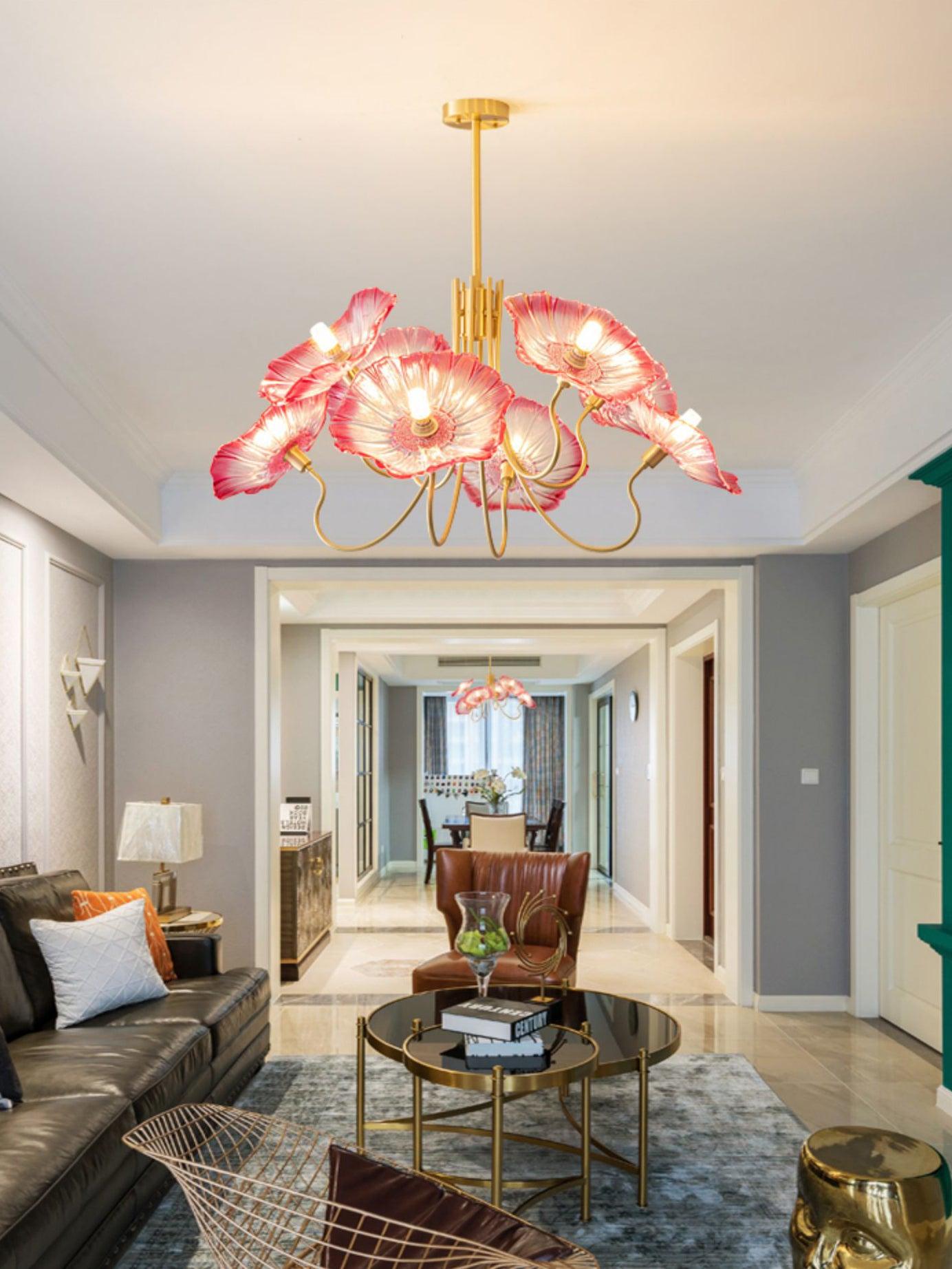 contemporary-glass-lotus-leaf-pendant-light-gold-chandelier-for-elegant-interior-design