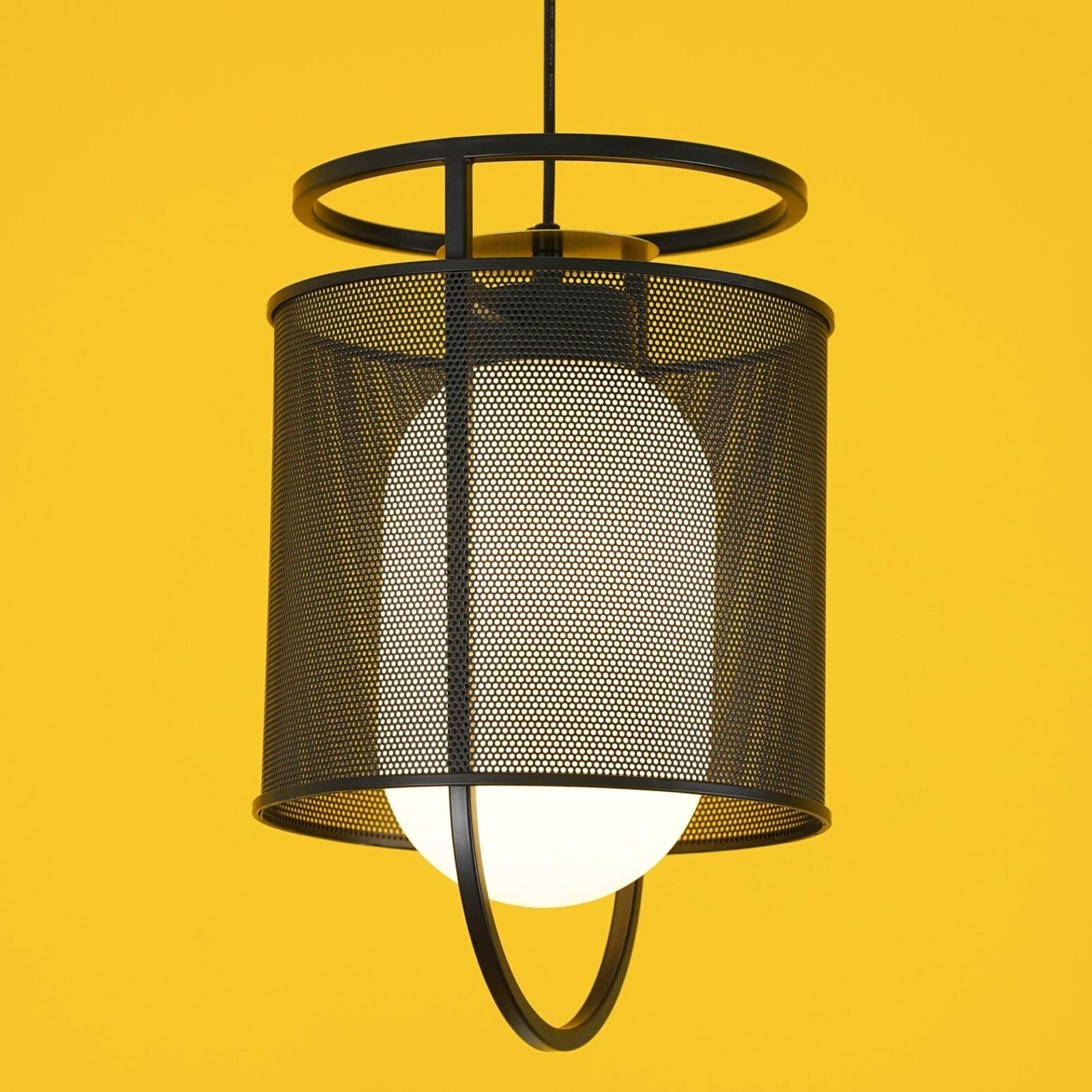 modern-industrial-black-cage-pendant-light-with-oval-fiberglass-shade-for-living-room
