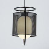 modern-industrial-black-cage-pendant-light-with-oval-fiberglass-shade-for-living-room