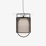 modern-industrial-black-cage-pendant-light-with-oval-fiberglass-shade-for-living-room