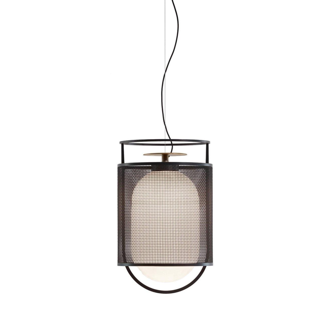 modern-industrial-black-cage-pendant-light-with-oval-fiberglass-shade-for-living-room