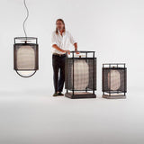 modern-industrial-black-cage-pendant-light-with-oval-fiberglass-shade-for-living-room