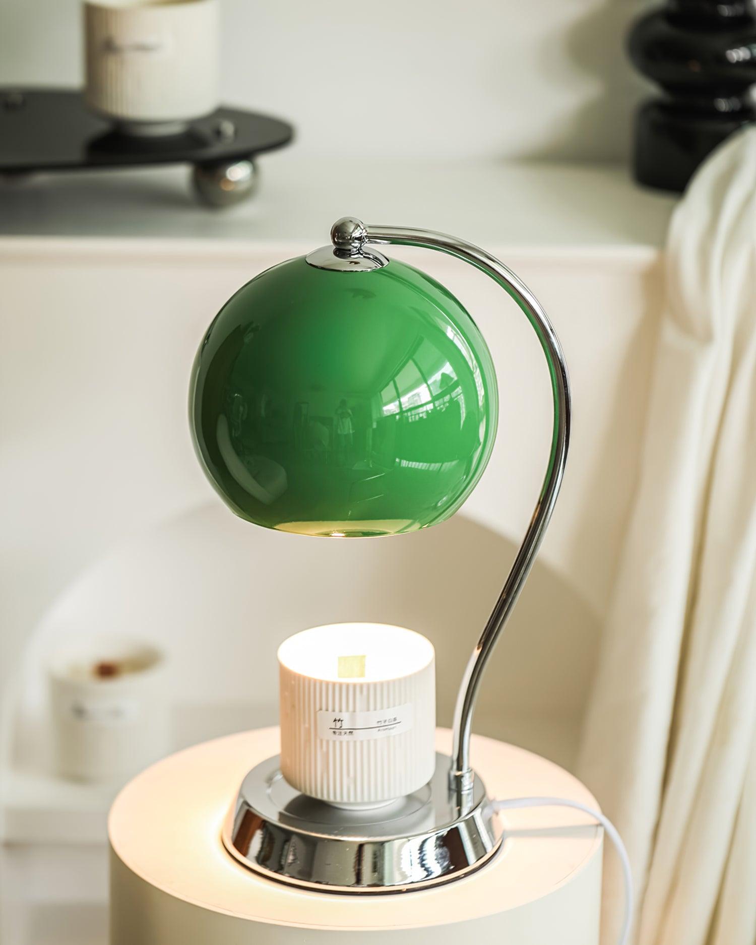 Modern Spherical Chrome Candle Warmer Lamp for Scented Wax Melting and Bedside Use