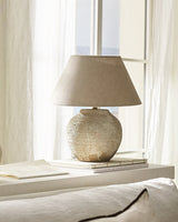 Textured Desert Sand Ceramic Table Lamp with Beige Fabric Shade for Modern Home Decor