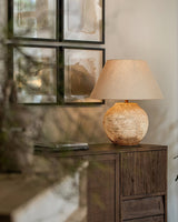Textured Desert Sand Ceramic Table Lamp with Beige Fabric Shade for Modern Home Decor