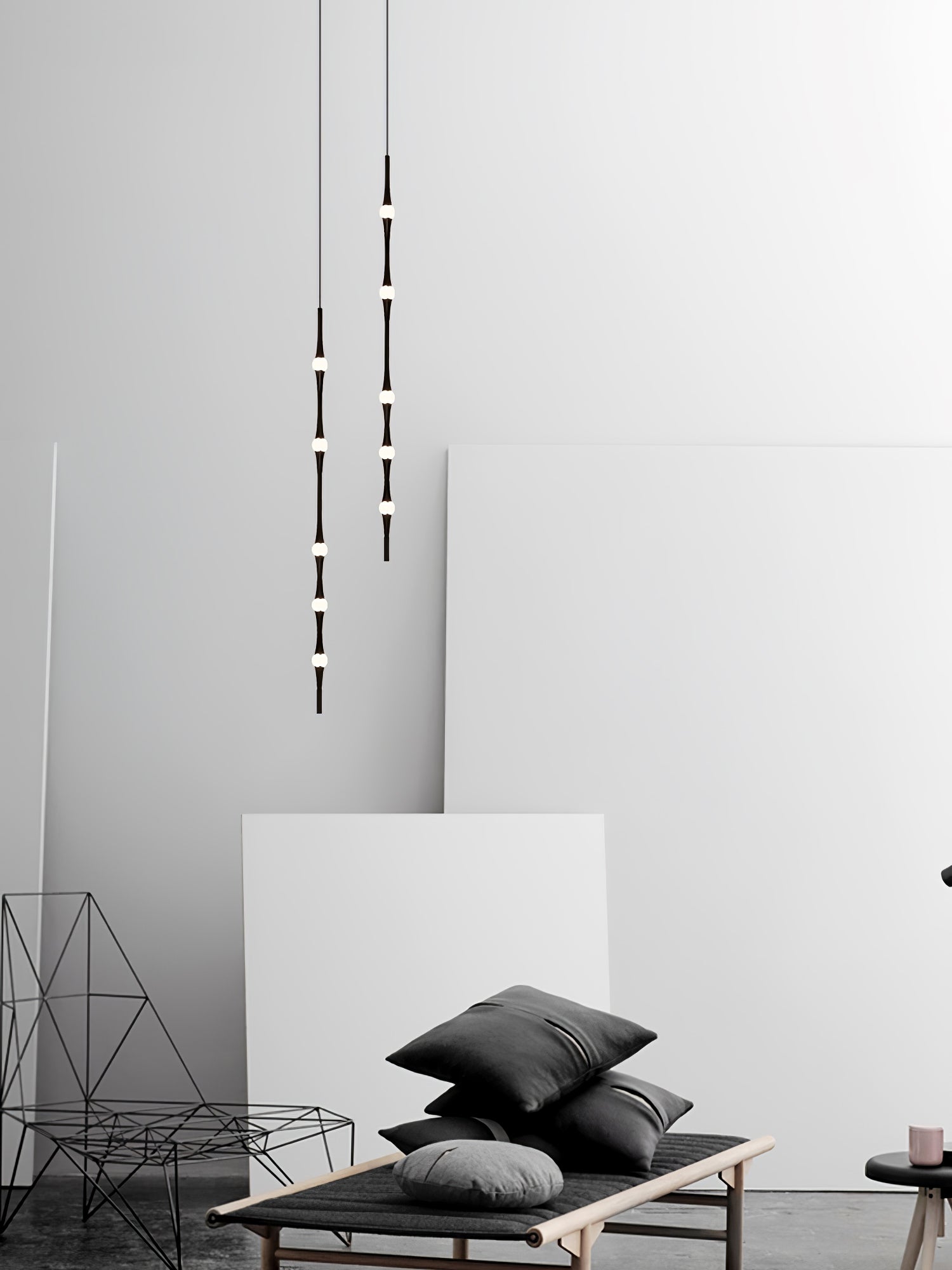 dew-explores-modern-linear-led-pendant-light-with-organic-oval-points-for-stairwells