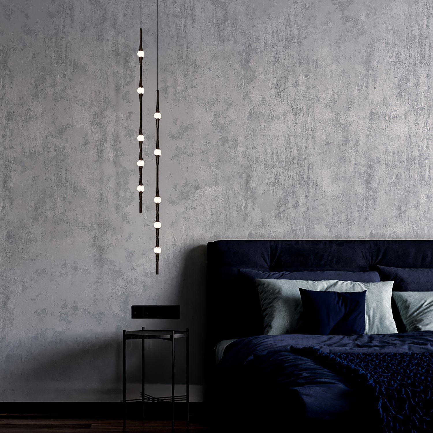 dew-explores-modern-linear-led-pendant-light-with-organic-oval-points-for-stairwells