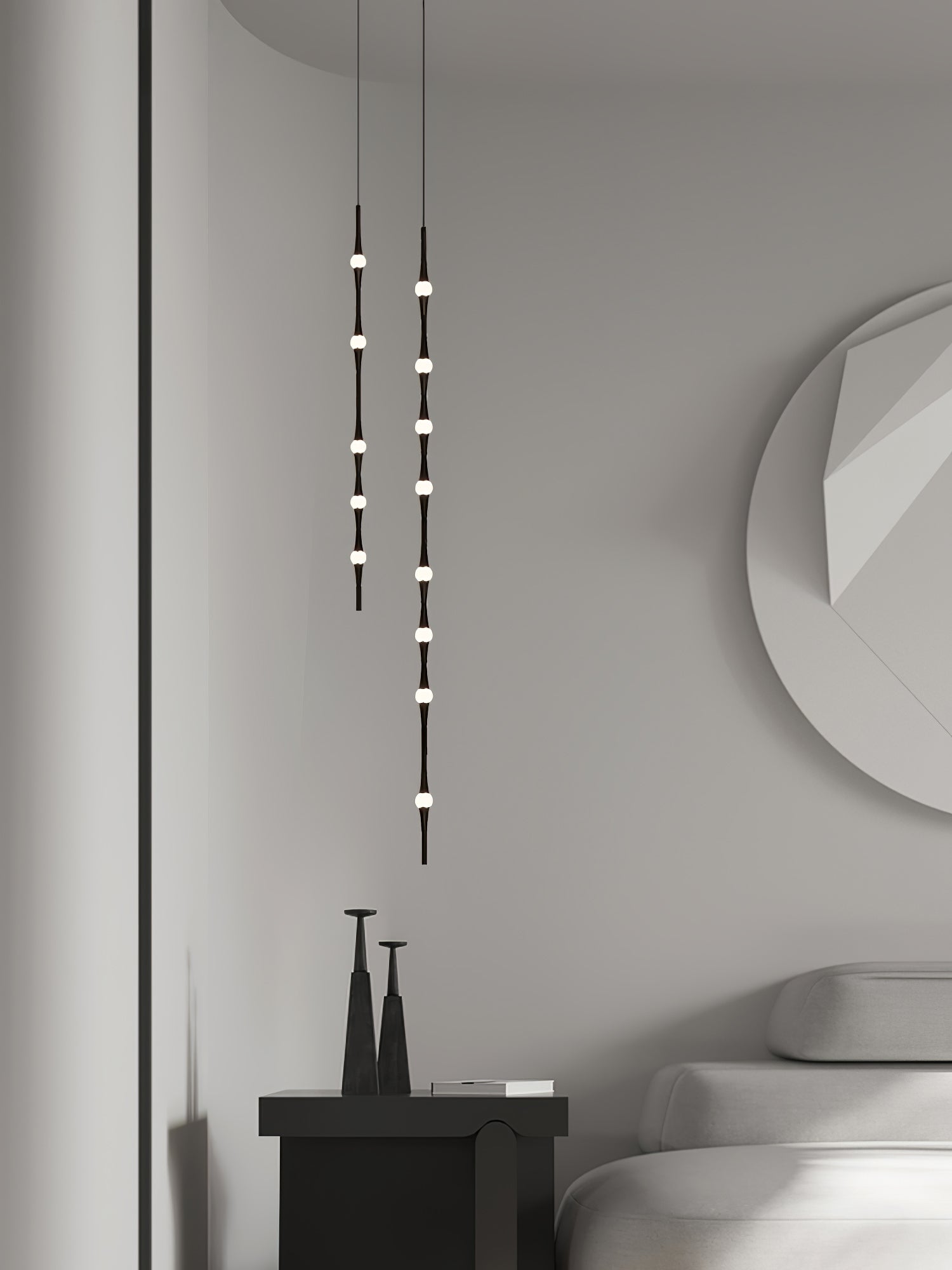 dew-explores-modern-linear-led-pendant-light-with-organic-oval-points-for-stairwells