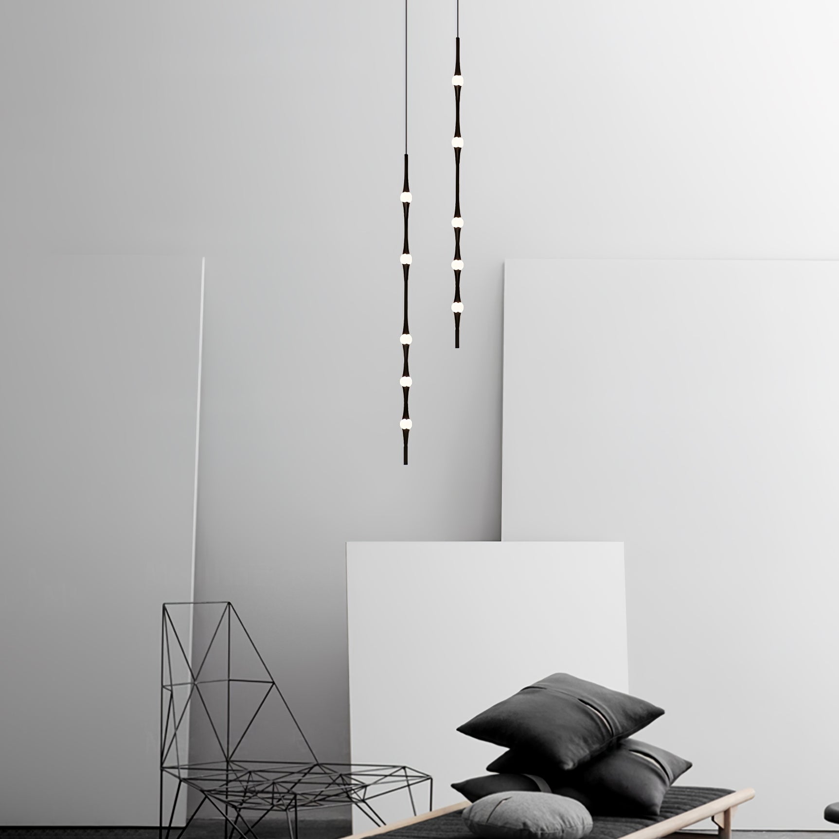 dew-explores-modern-linear-led-pendant-light-with-organic-oval-points-for-stairwells