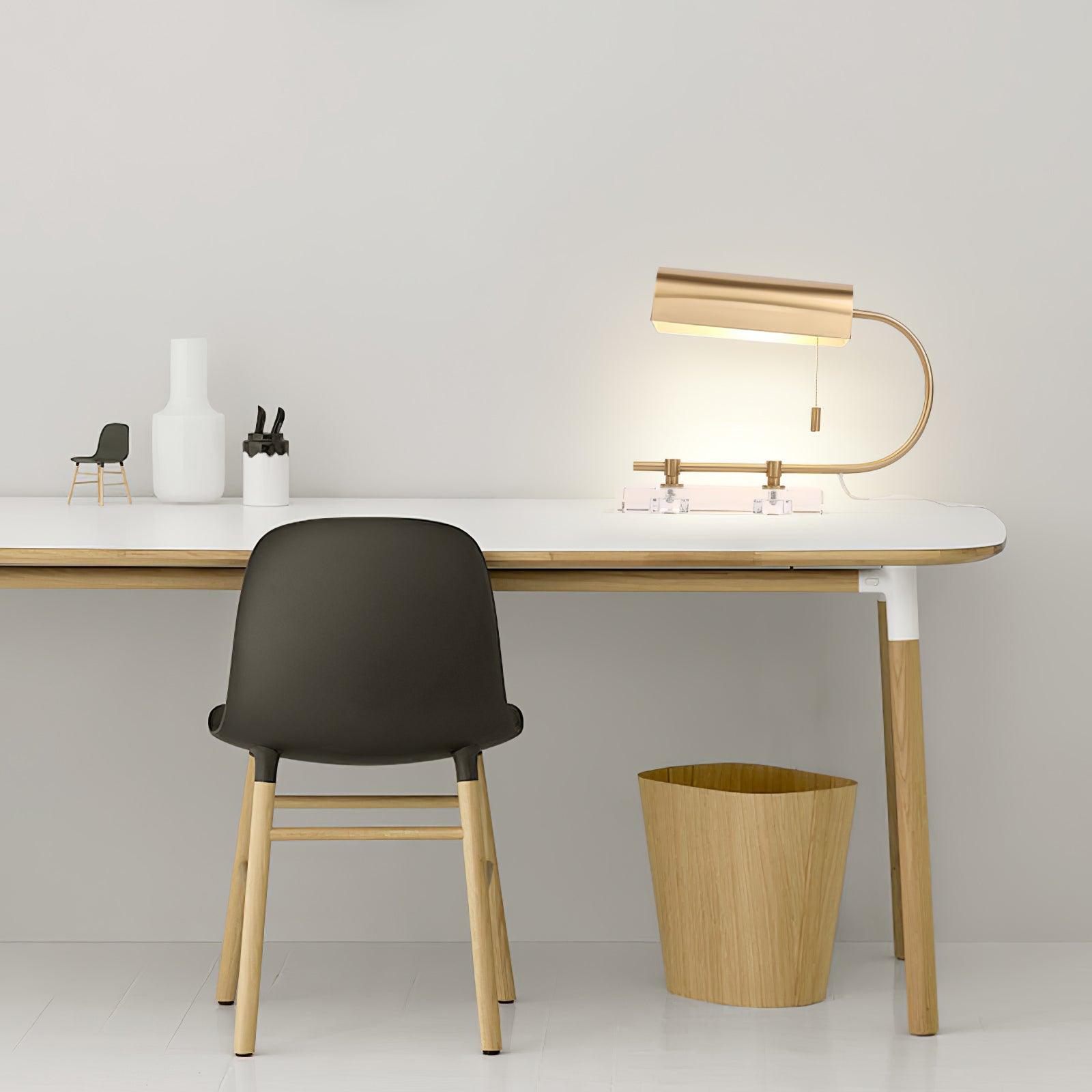 Modern Geometric Crystal Table Lamp with Gold Metal Shade for Bedside or Desk