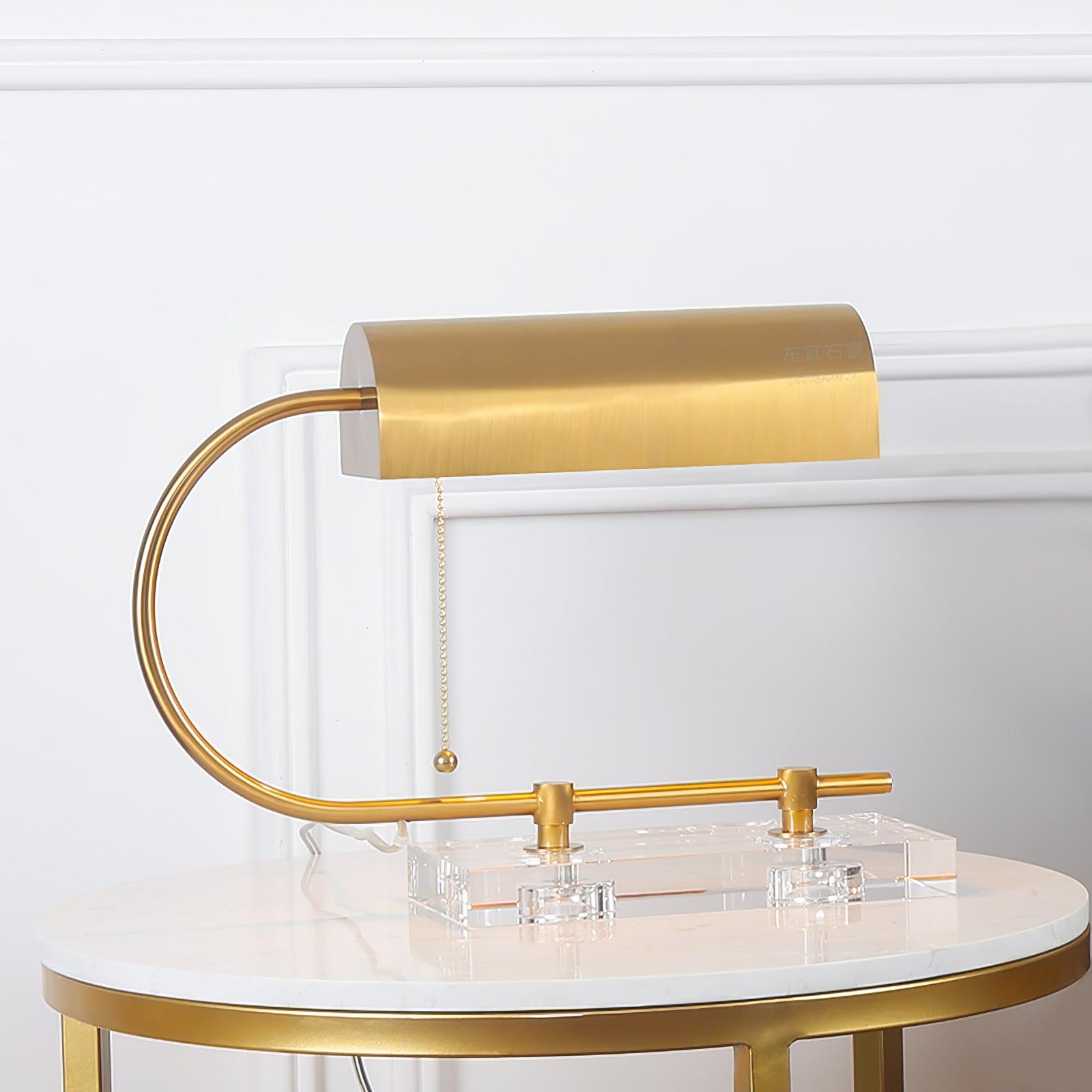Modern Geometric Crystal Table Lamp with Gold Metal Shade for Bedside or Desk
